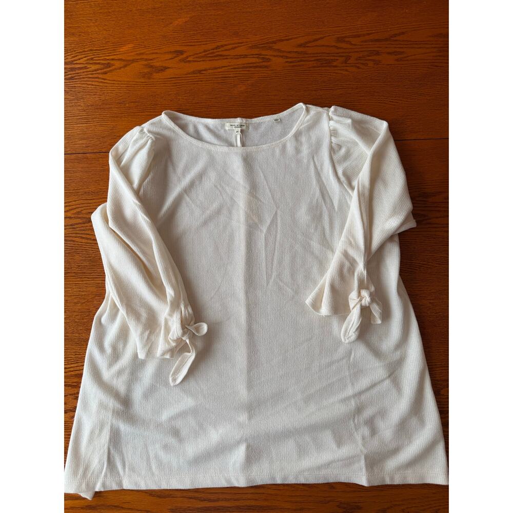 Max Studio London NWT Women's Cream Top Three Quarter Sleeve  Sz 2x Lightweight